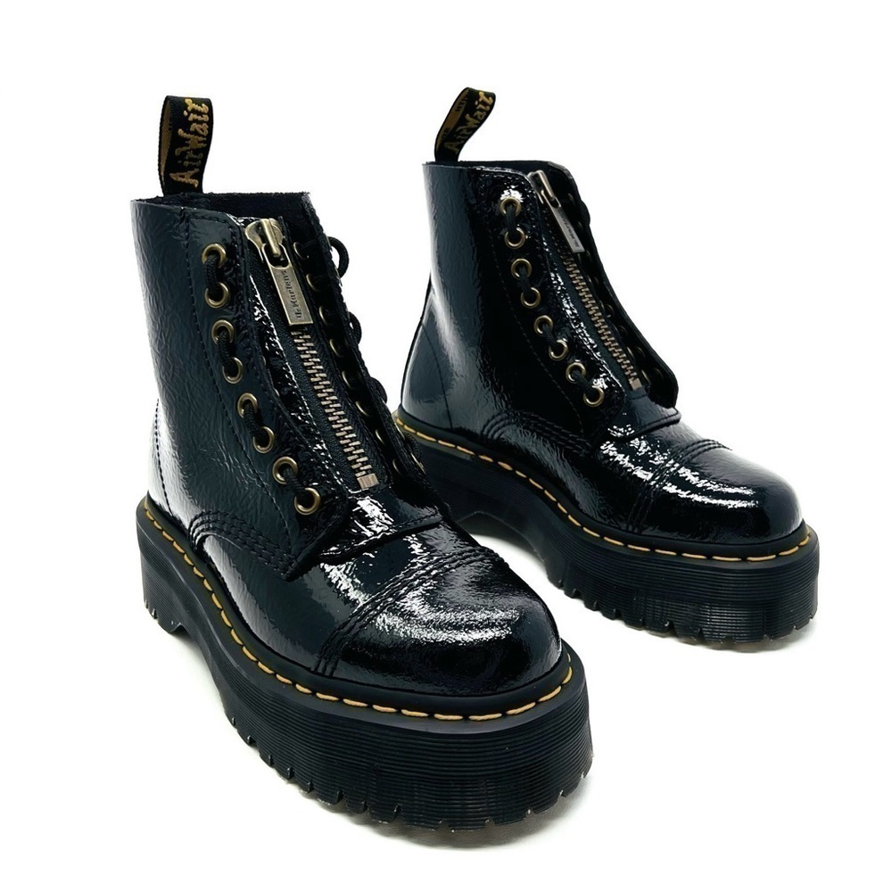 Dr. Martens Black Sinclair Platform Patent Leather Combat Boots